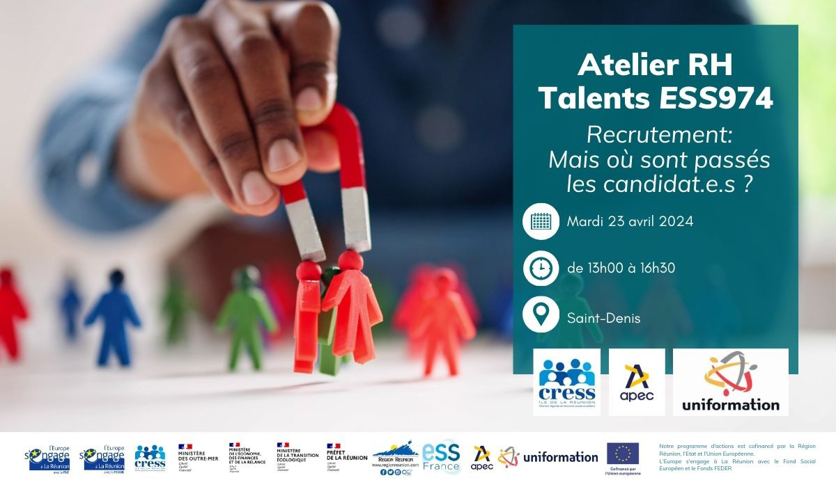 Ateliers RH- Talents ESS974 - " Recrutement: Mais où sont passé.e.s les candidat.e.s ? " | Source : CRESS de La Réunion - www.cress-reunion.com